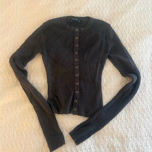 Lioness Gray Ribbed Button-Up Top